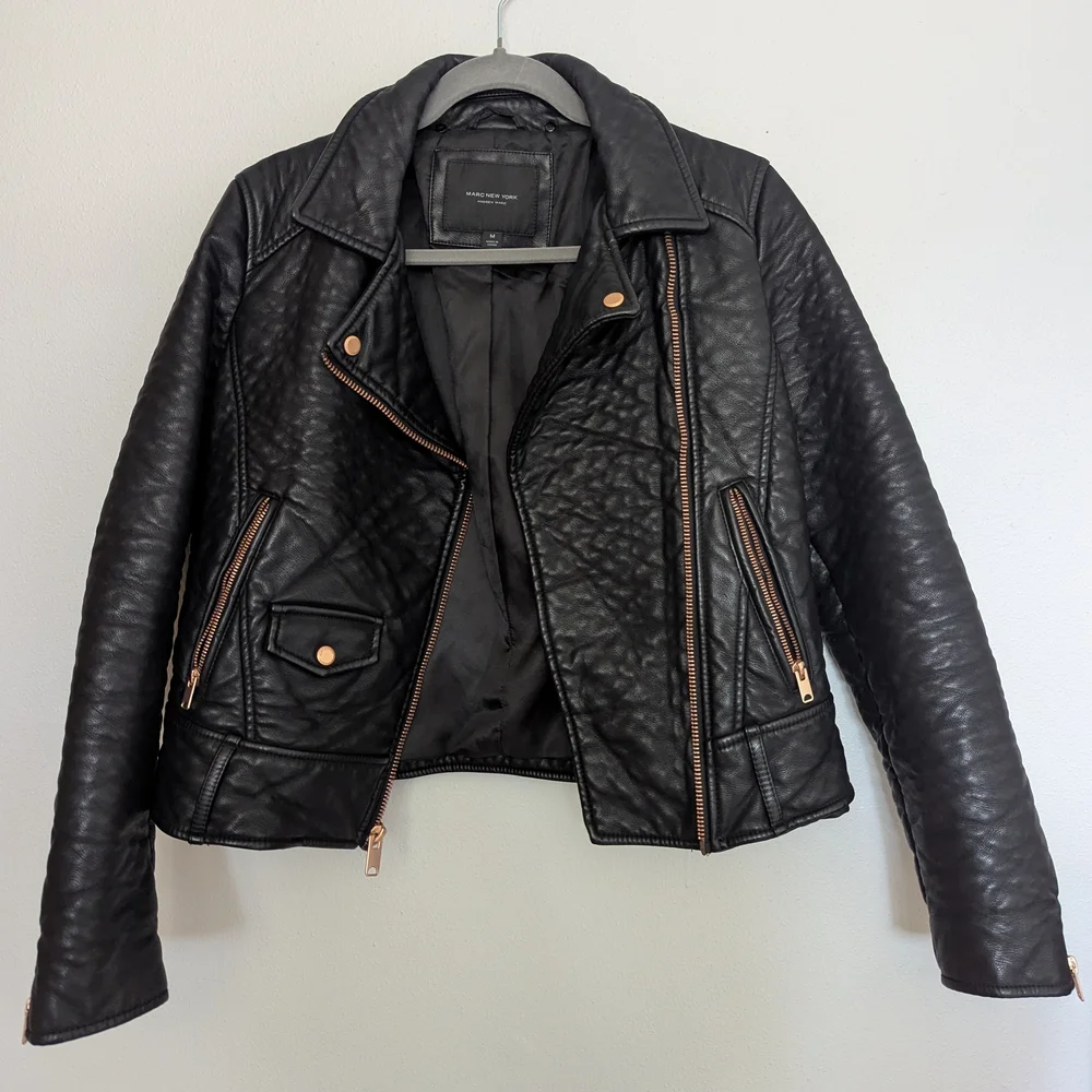 Marc New York Black Textured Leather Jacket - Picture 5 of 7